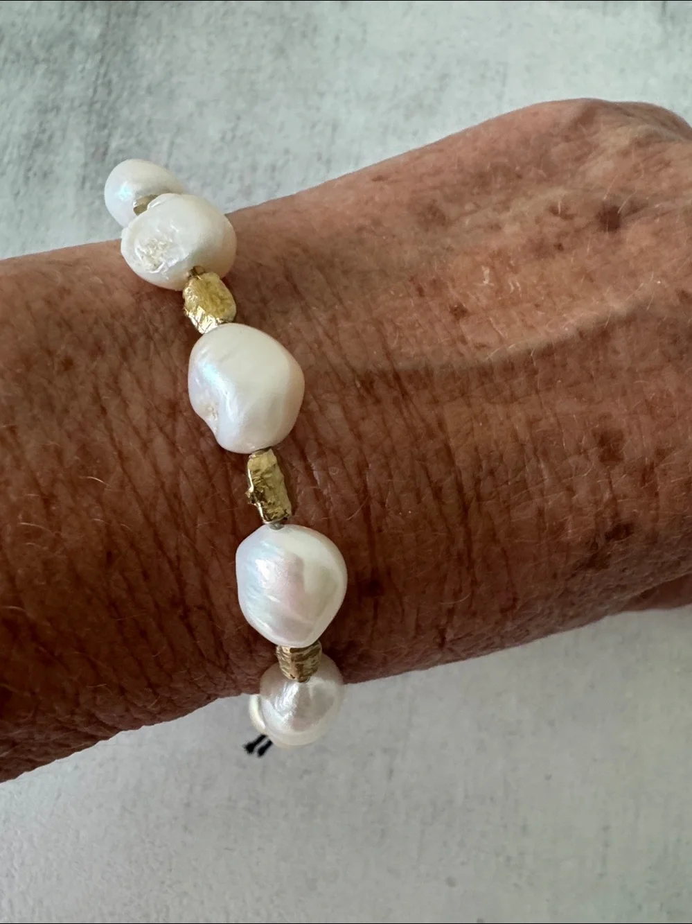 Noa Zuman Fresh Water Large Pearls Bracelet w Gold Plated Studs